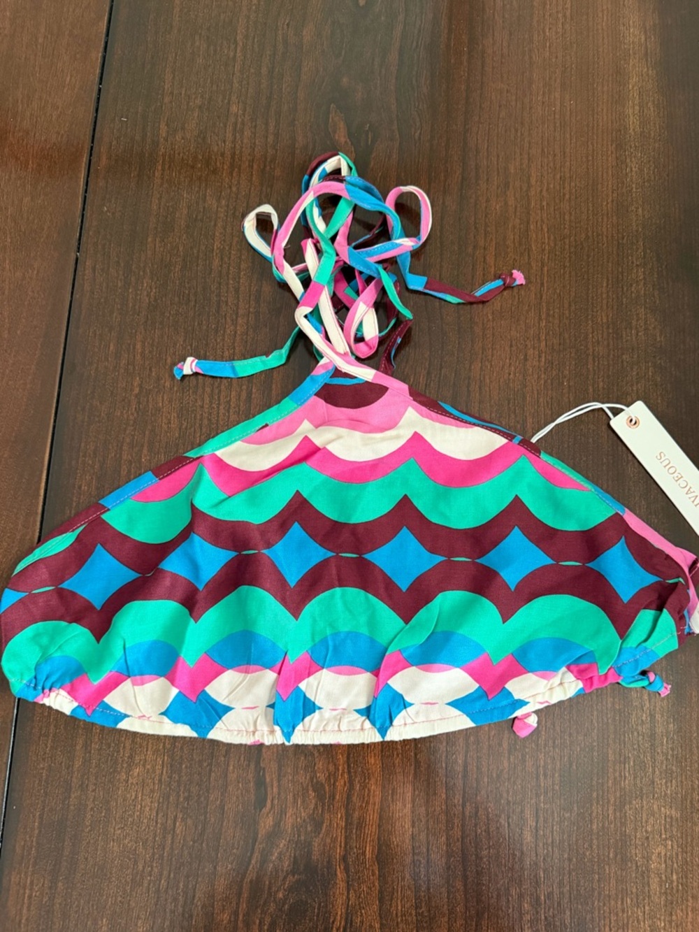OLIVACEOUS Mod Summer Halter Tie Back Crop Top